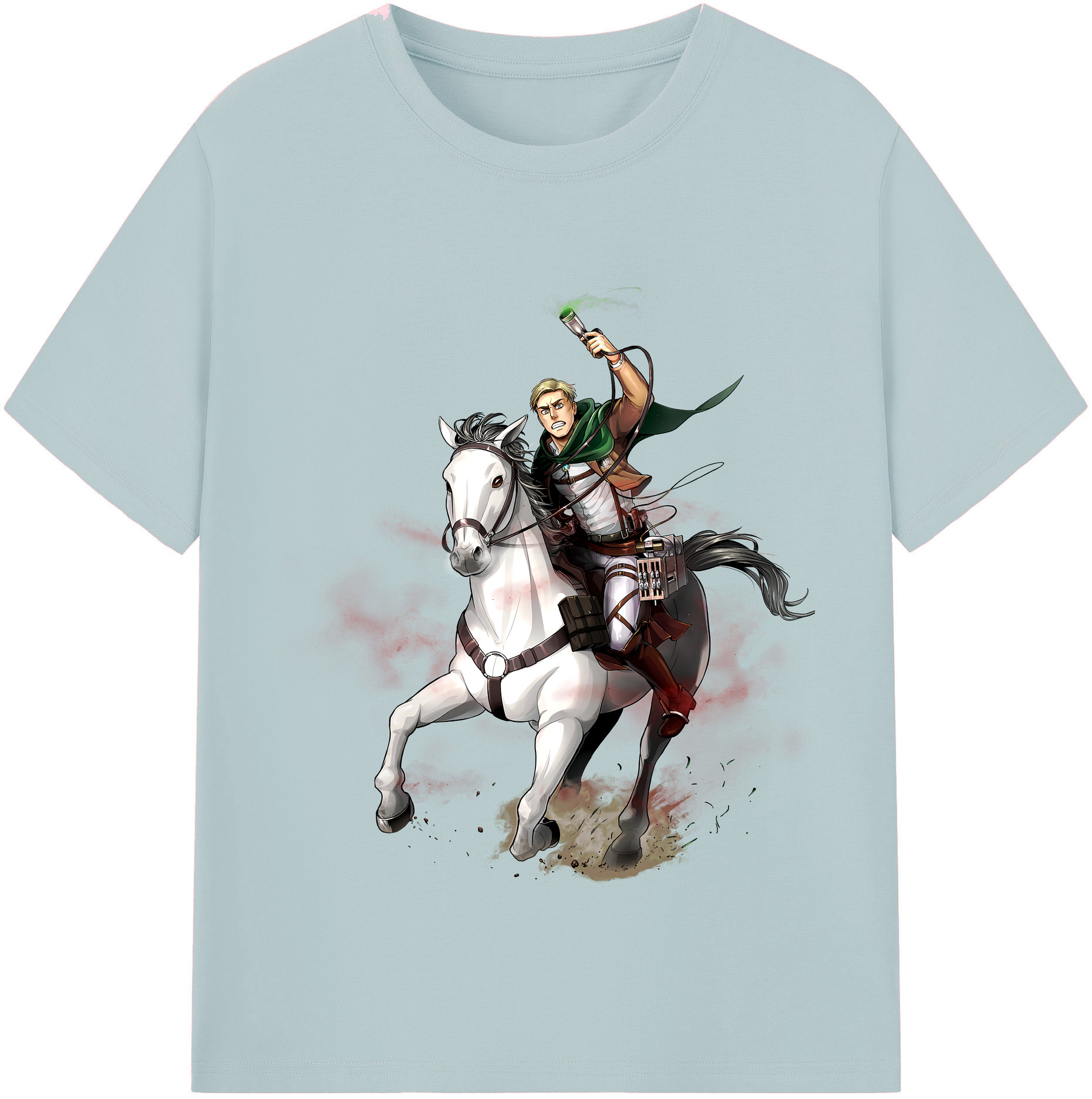 （画像用） 進撃の巨人 エルヴィン・スミス Attack on Titan Erwin Smith 綿100％半袖Tシャツ（フロントプリント）